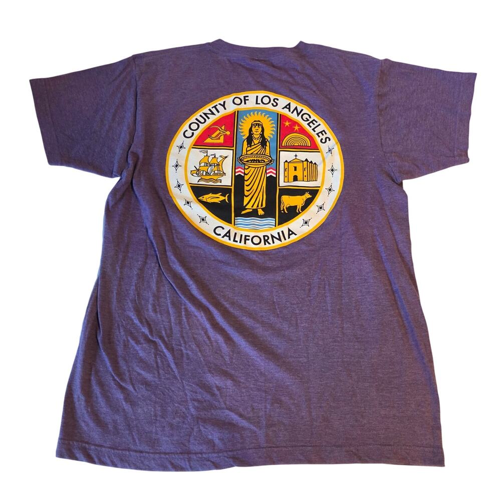 County of Los Angeles Official Seal Purple Heather Graphic Tee Made in USA M